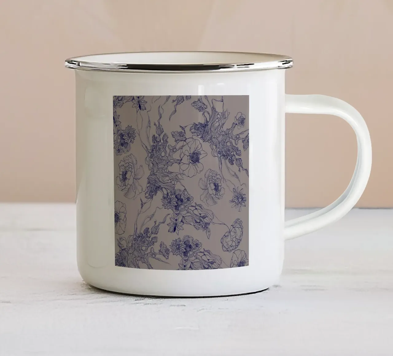 flora blu tazza in smalto da Giulio Iurissevich