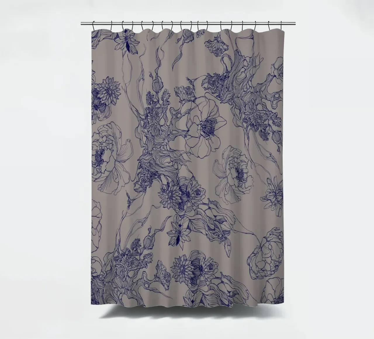 blue flora shower curtain by Giulio Iurissevich