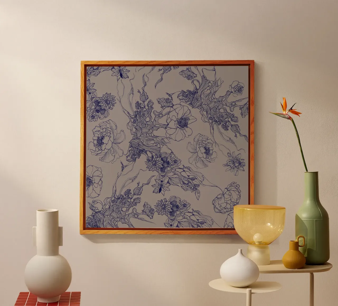 blue flora acrylic glass by Giulio Iurissevich