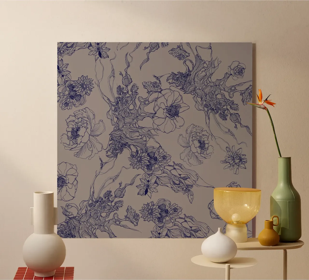 blue flora acrylic glass by Giulio Iurissevich