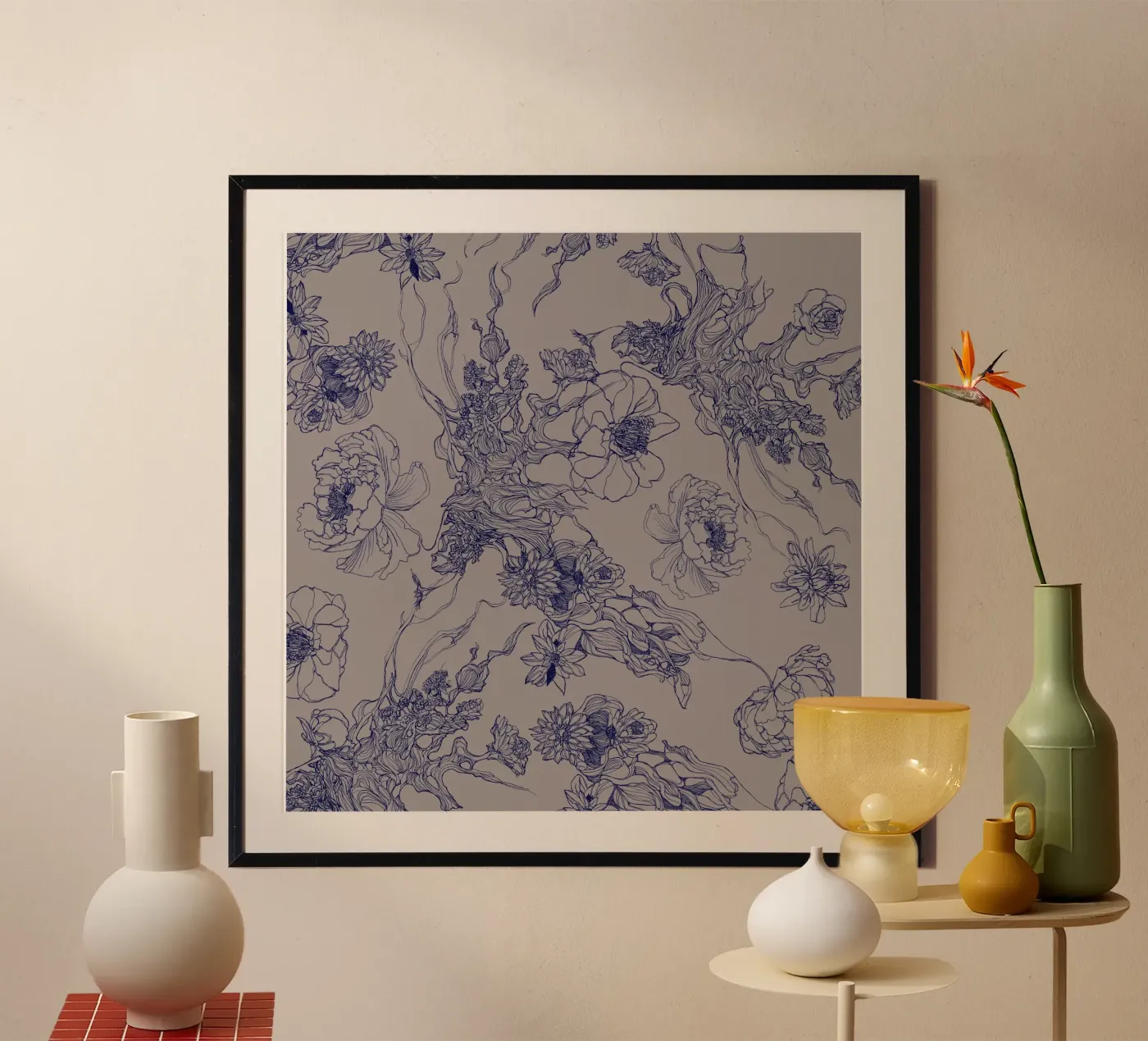 blue flora poster by Giulio Iurissevich