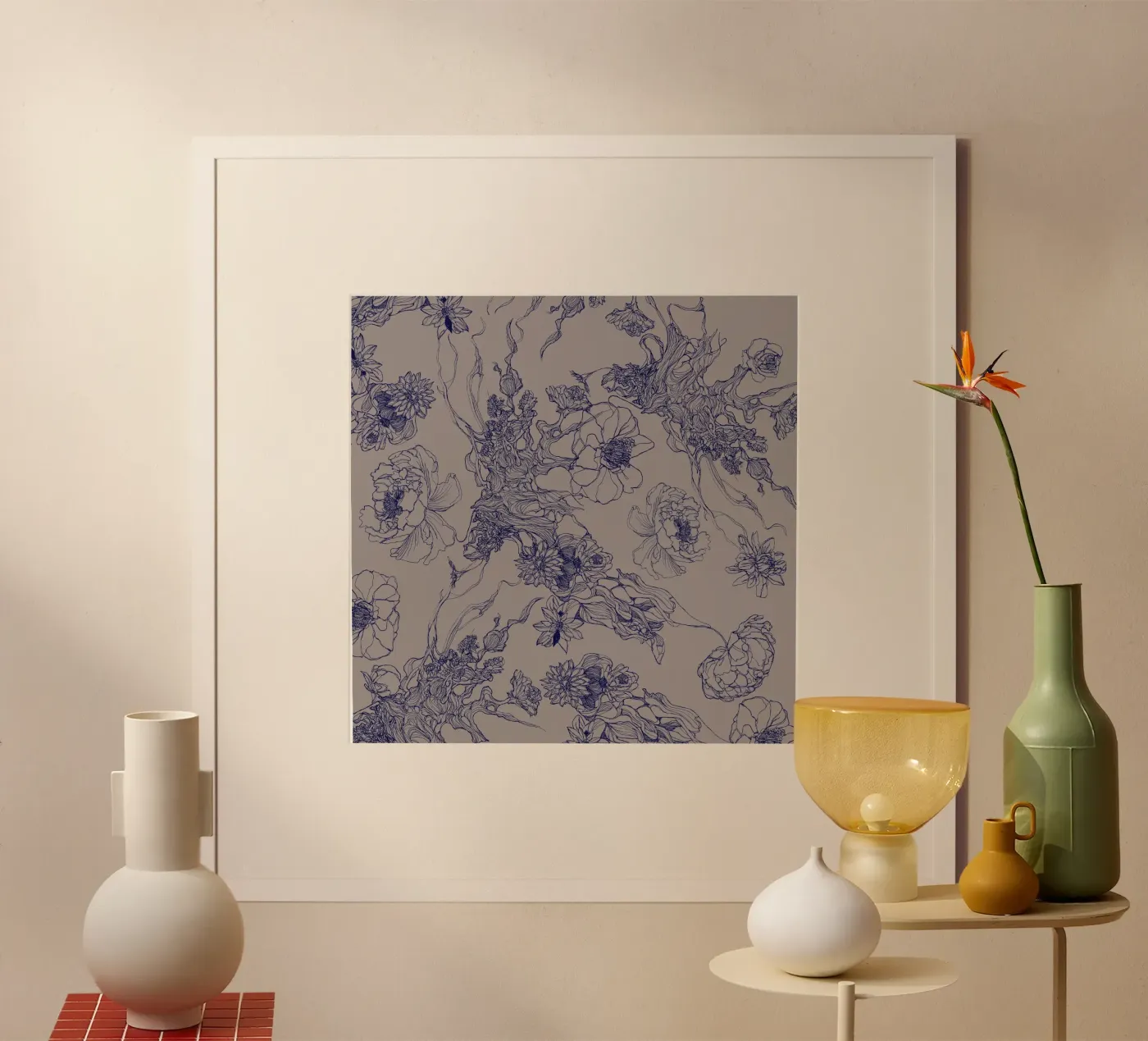 blue flora poster by Giulio Iurissevich