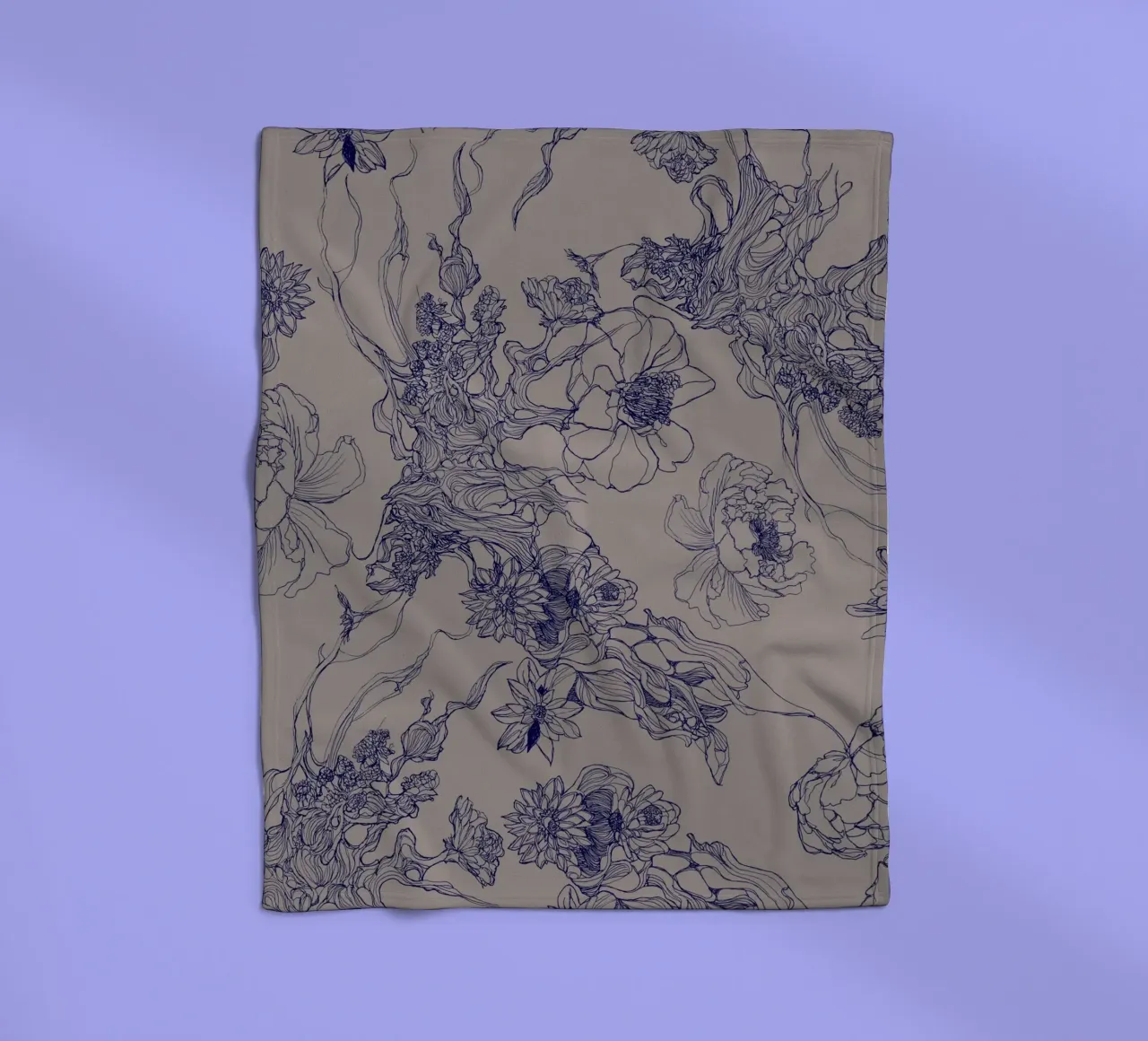 blue flora fleece blanket by Giulio Iurissevich