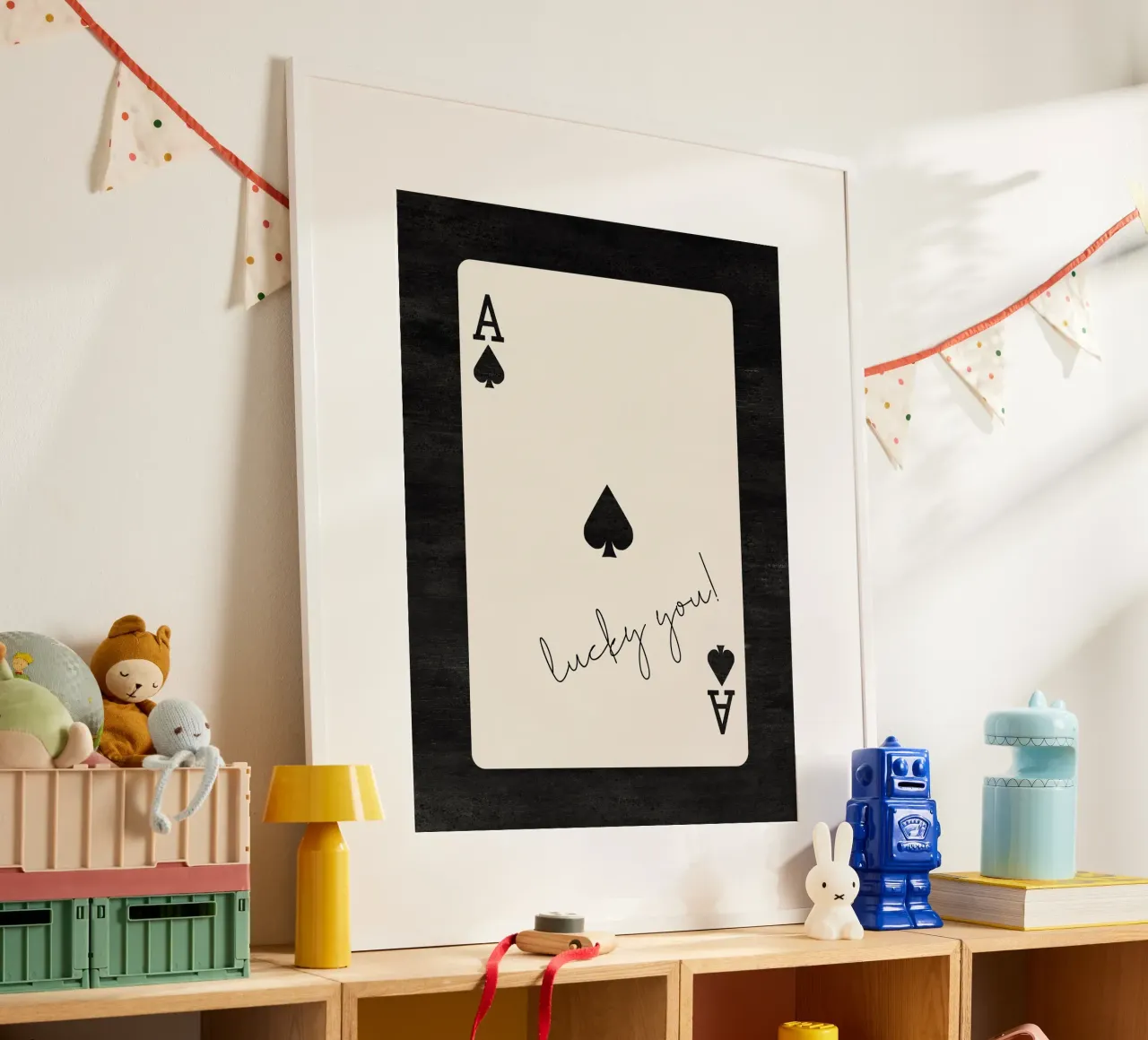 Trendy Ace of Hearts Print Lucky You Poster hahnemühle by Peaches Art Prints