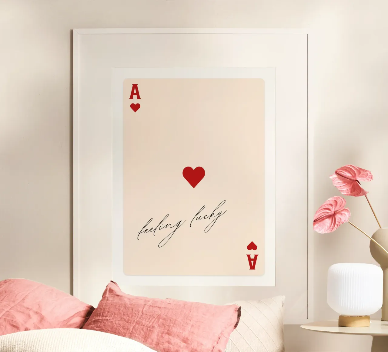 Feeling Lucky - Carta da gioco rossa vintage poster da Peaches Art Prints