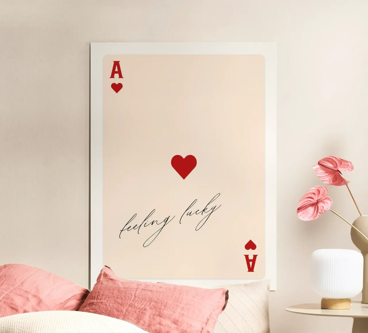 Feeling Lucky - Carta da gioco rossa vintage poster da Peaches Art Prints