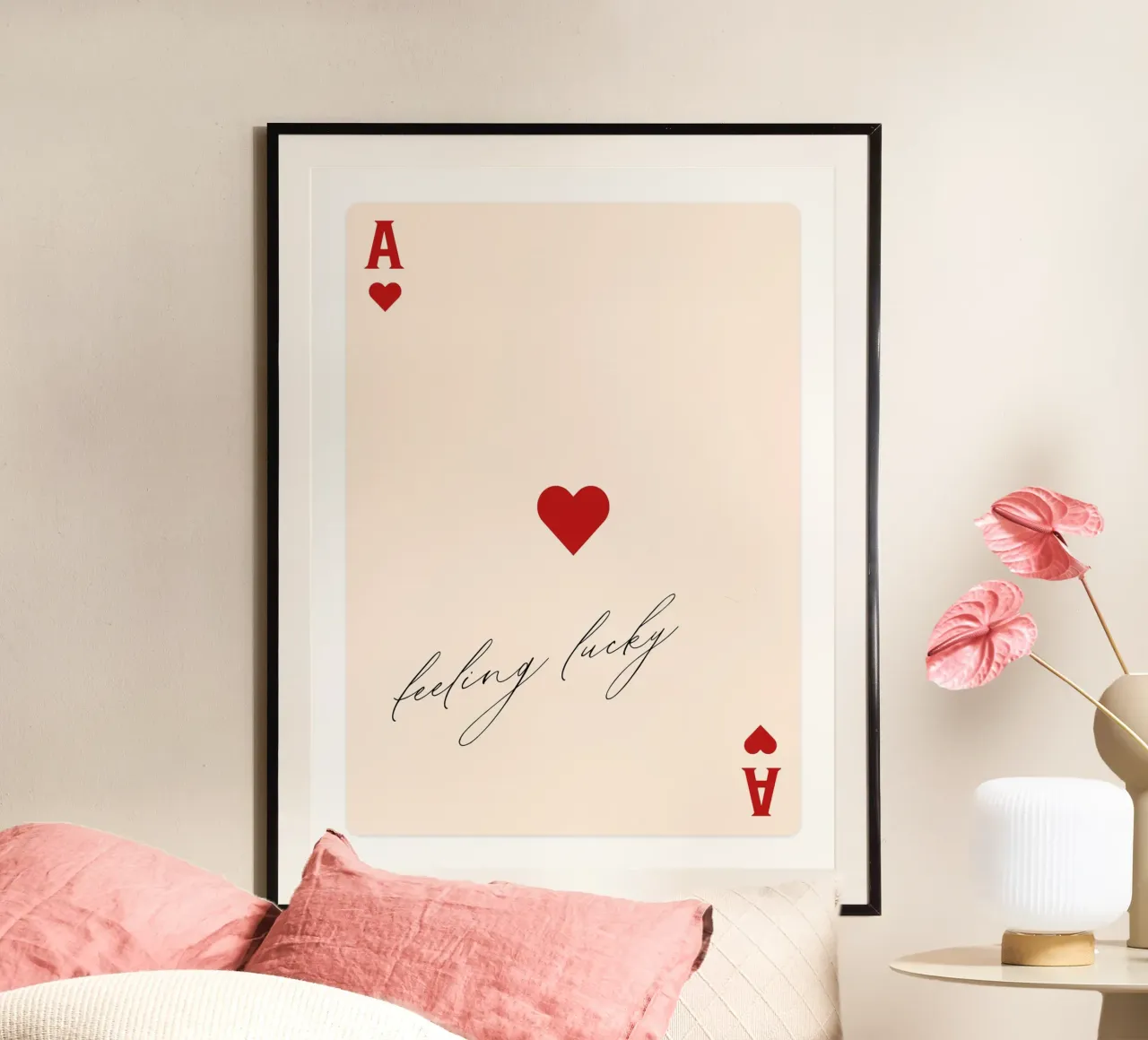 Feeling Lucky - Carta da gioco rossa vintage poster da Peaches Art Prints