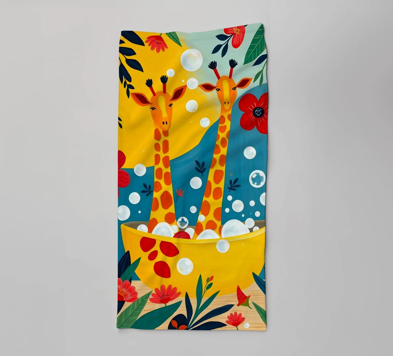 GIRAFES DANS LE BAIN serviette de bain de ARTOMATIC