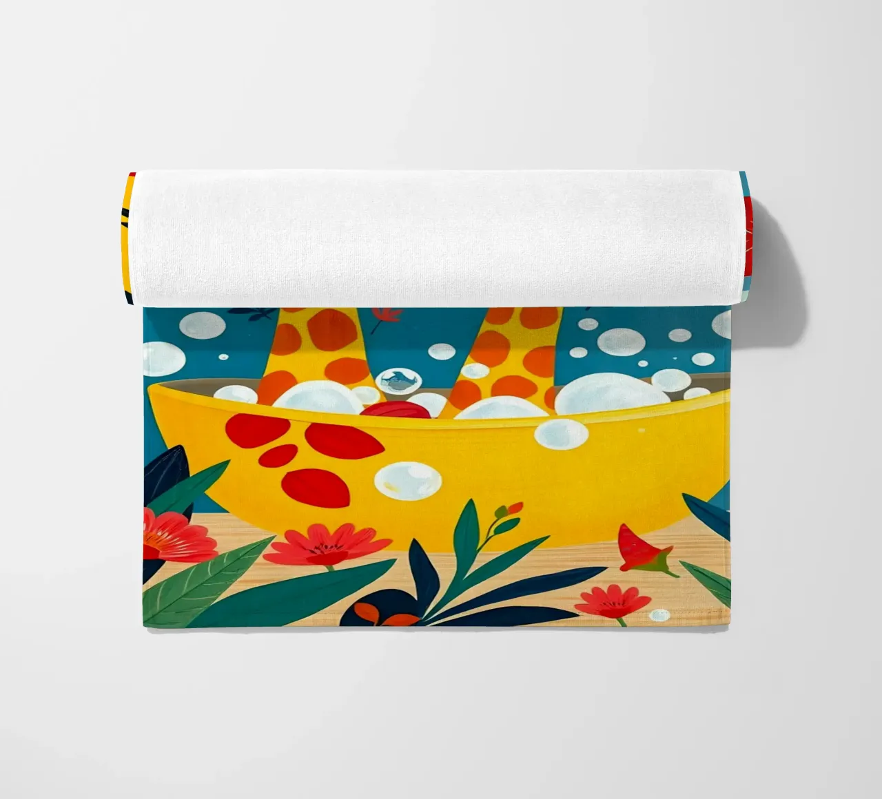 GIRAFFE NELLA VASCA DA BAGNO telo mare da ARTOMATIC