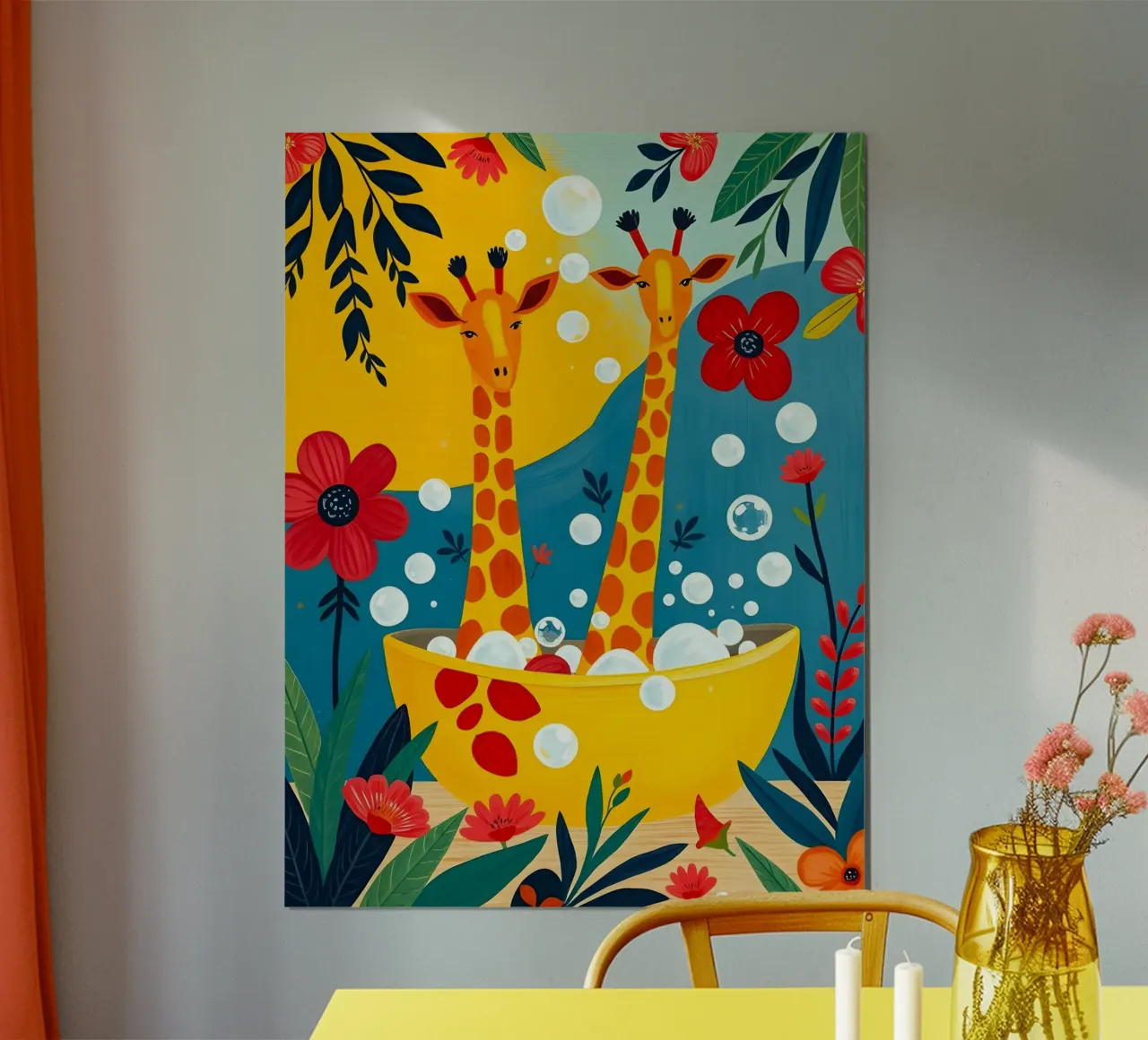GIRAFFES IN BATH Poster von ARTOMATIC