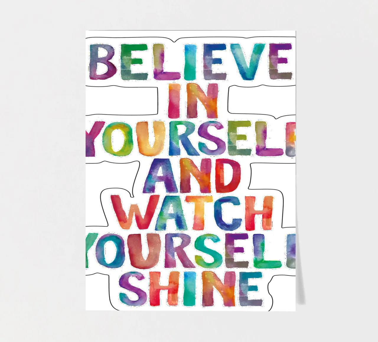 Glaube an dich selbst und sieh zu, wie du leuchtest Regenbogenbuchstaben Stickerbogen von THE MOTIVATED TYPE
