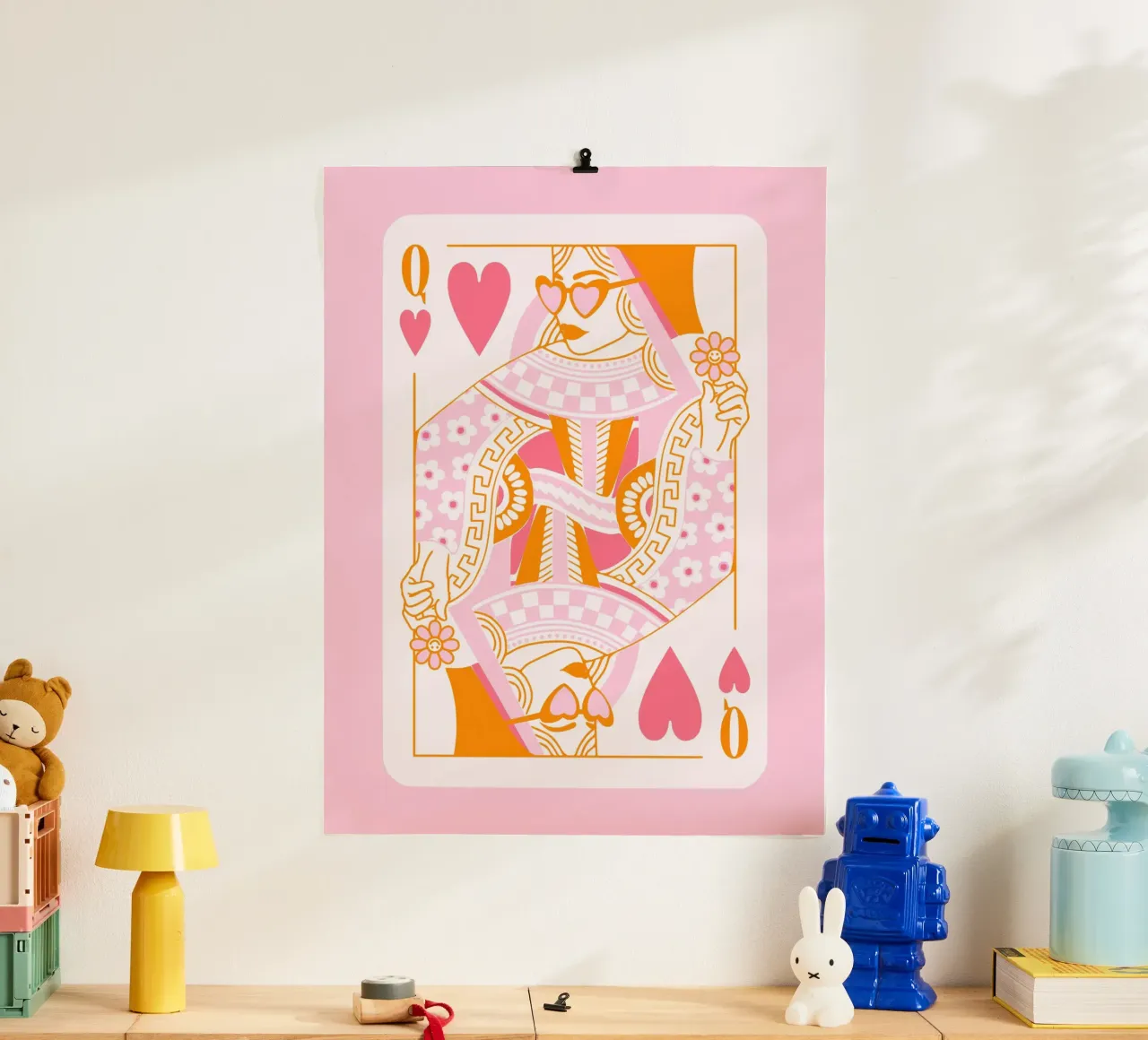Regina dei fiori - Rosa e arancione poster con telaio in plastica da Peaches Art Prints