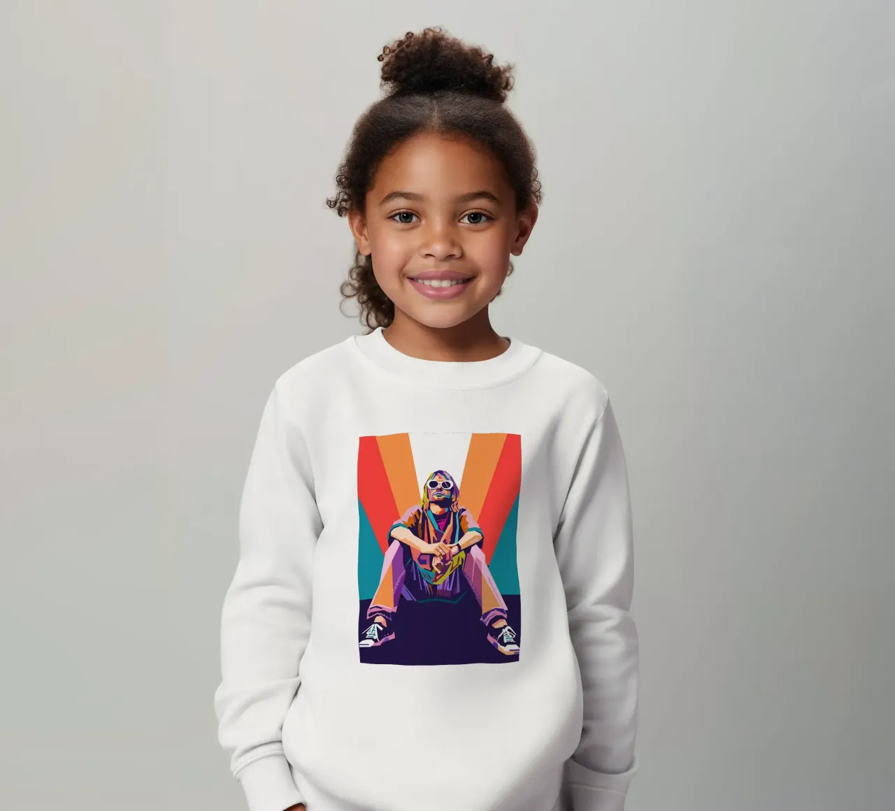 Ritratto pop art di Kurt Cobain felpa bambino da Hantamrata