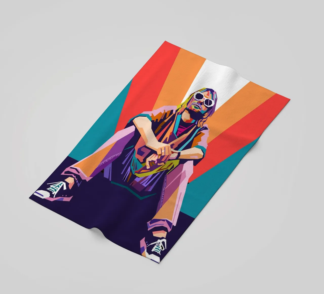 Ritratto pop art di Kurt Cobain telo mare da Hantamrata