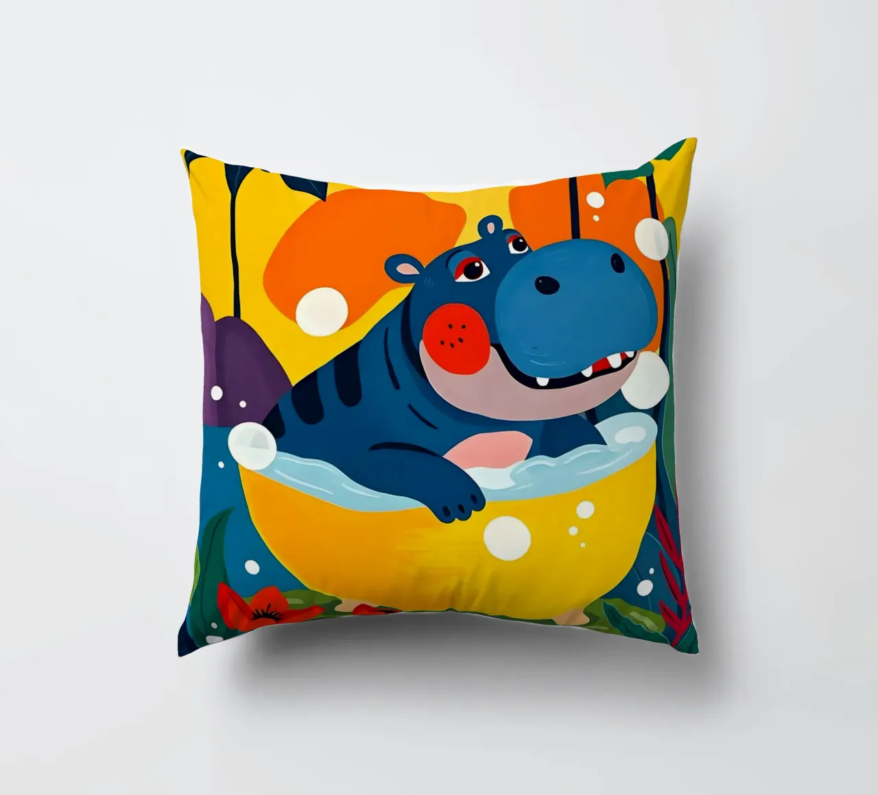 HIPPO DANS LE BAIN coussin de ARTOMATIC