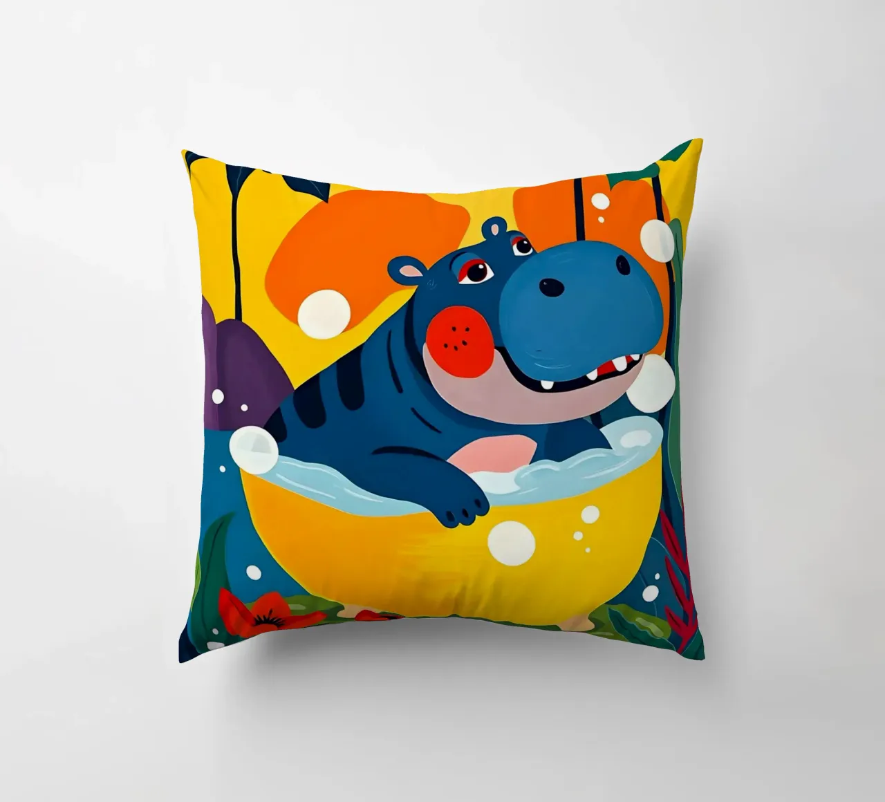 HIPPO DANS LE BAIN coussin de ARTOMATIC
