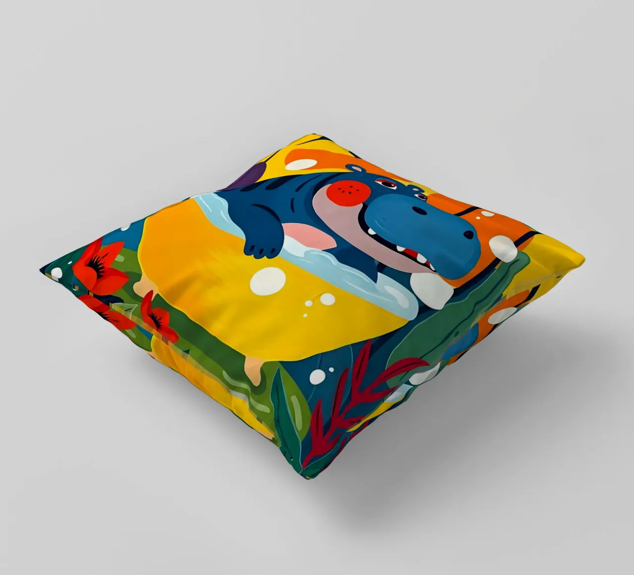 HIPPO DANS LE BAIN coussin de ARTOMATIC