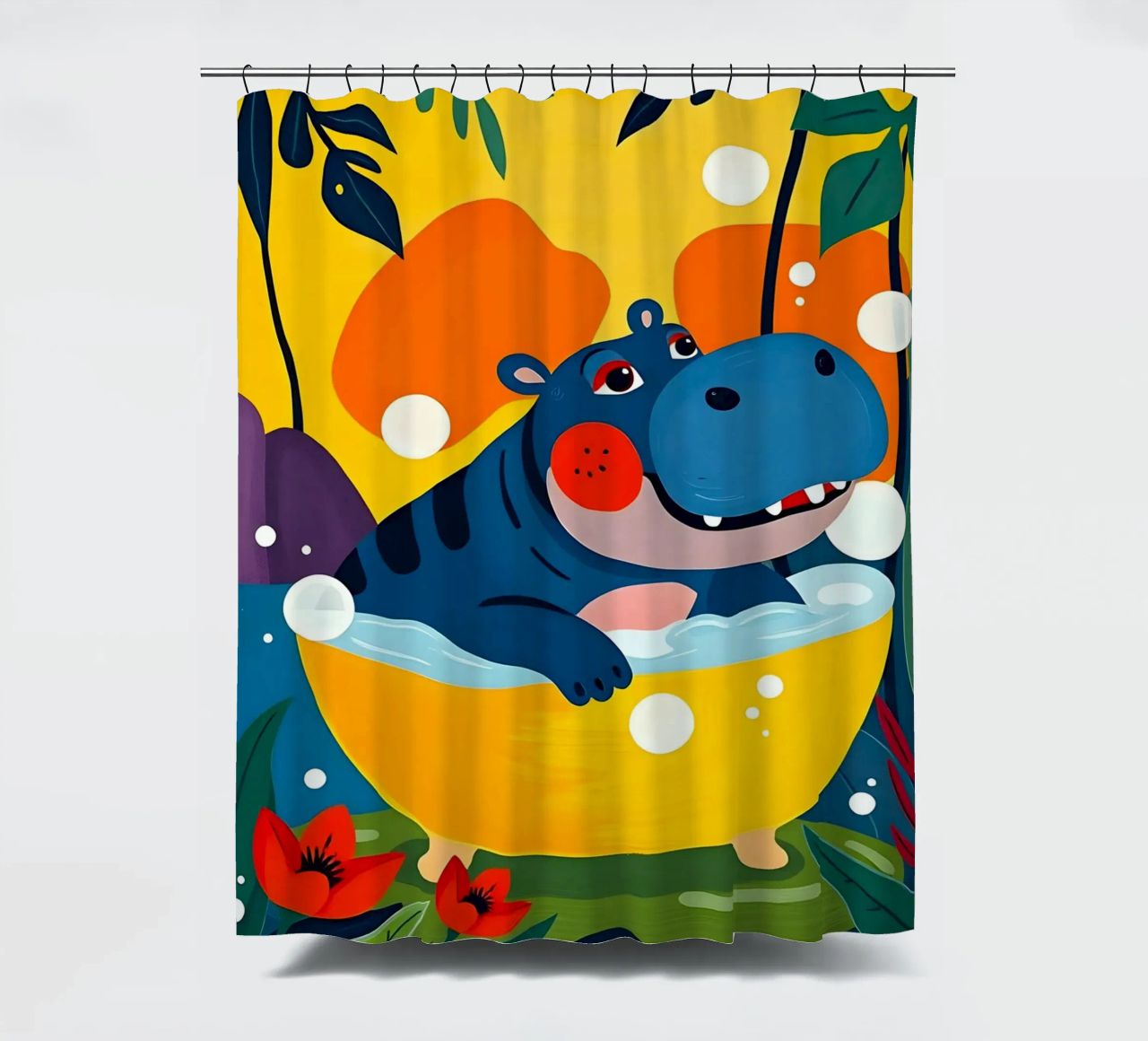 HIPPO EN BAÑO cortina de baño de ARTOMATIC
