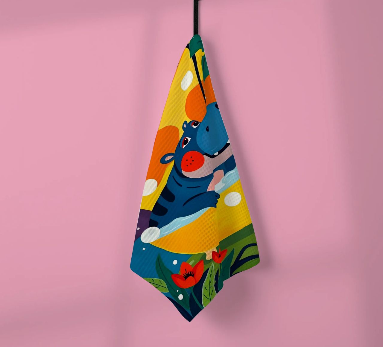 HIPPO DANS LE BAIN torchon de ARTOMATIC