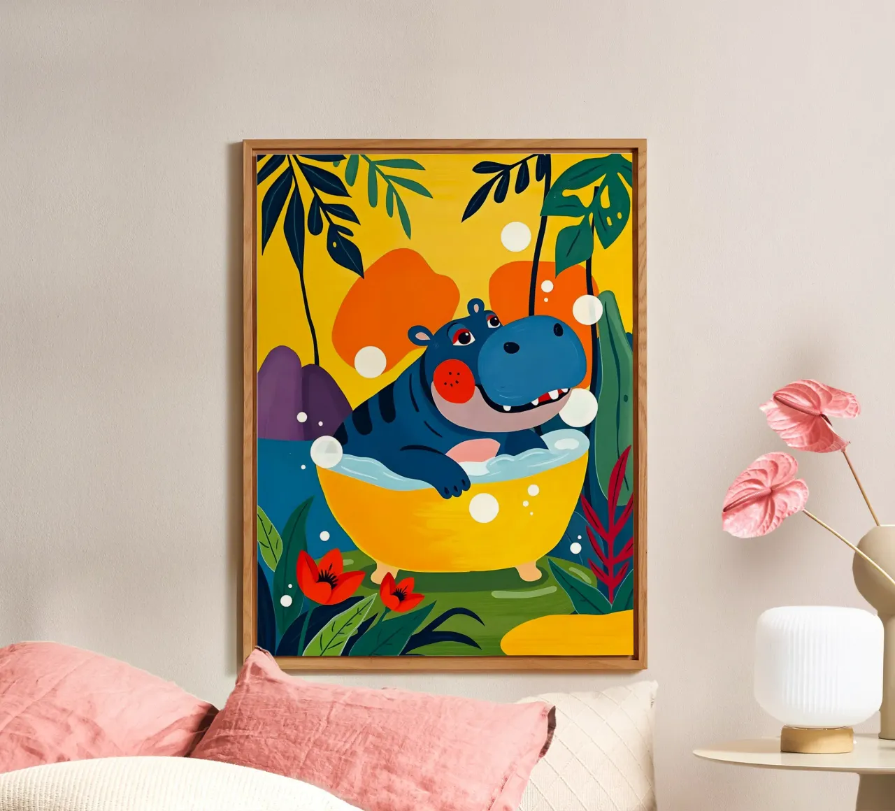 HIPPO IM BAD Alu-Dibond von ARTOMATIC