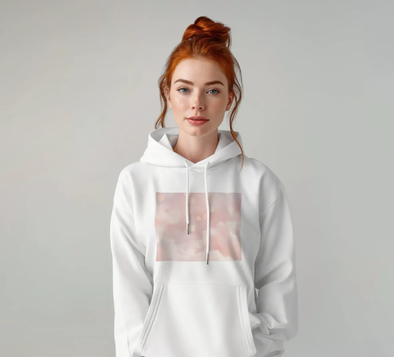 Sfondo astratto rosa tenue con nuvole soffici e delicate felpa con cappuccio da DesignDoodle