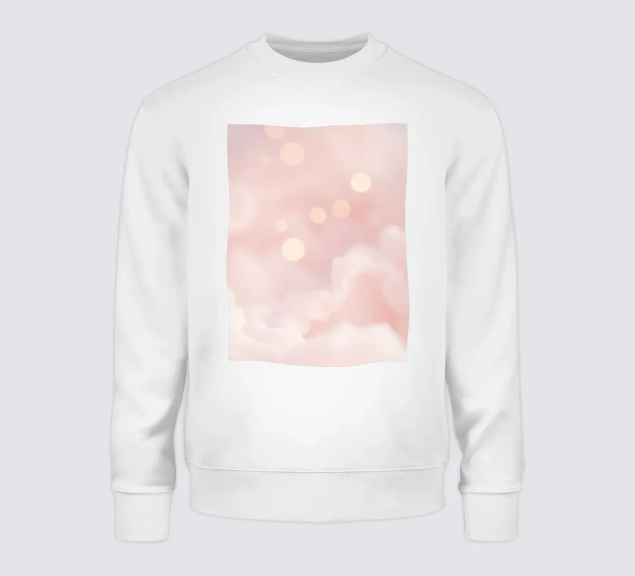 Soft pink abstract background with fluffy clouds and gentle sweatshirt by DesignDoodle