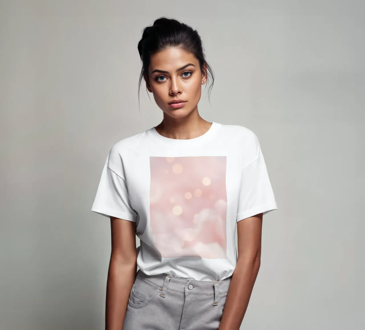 Sfondo astratto rosa tenue con nuvole soffici e delicate t-shirt da DesignDoodle
