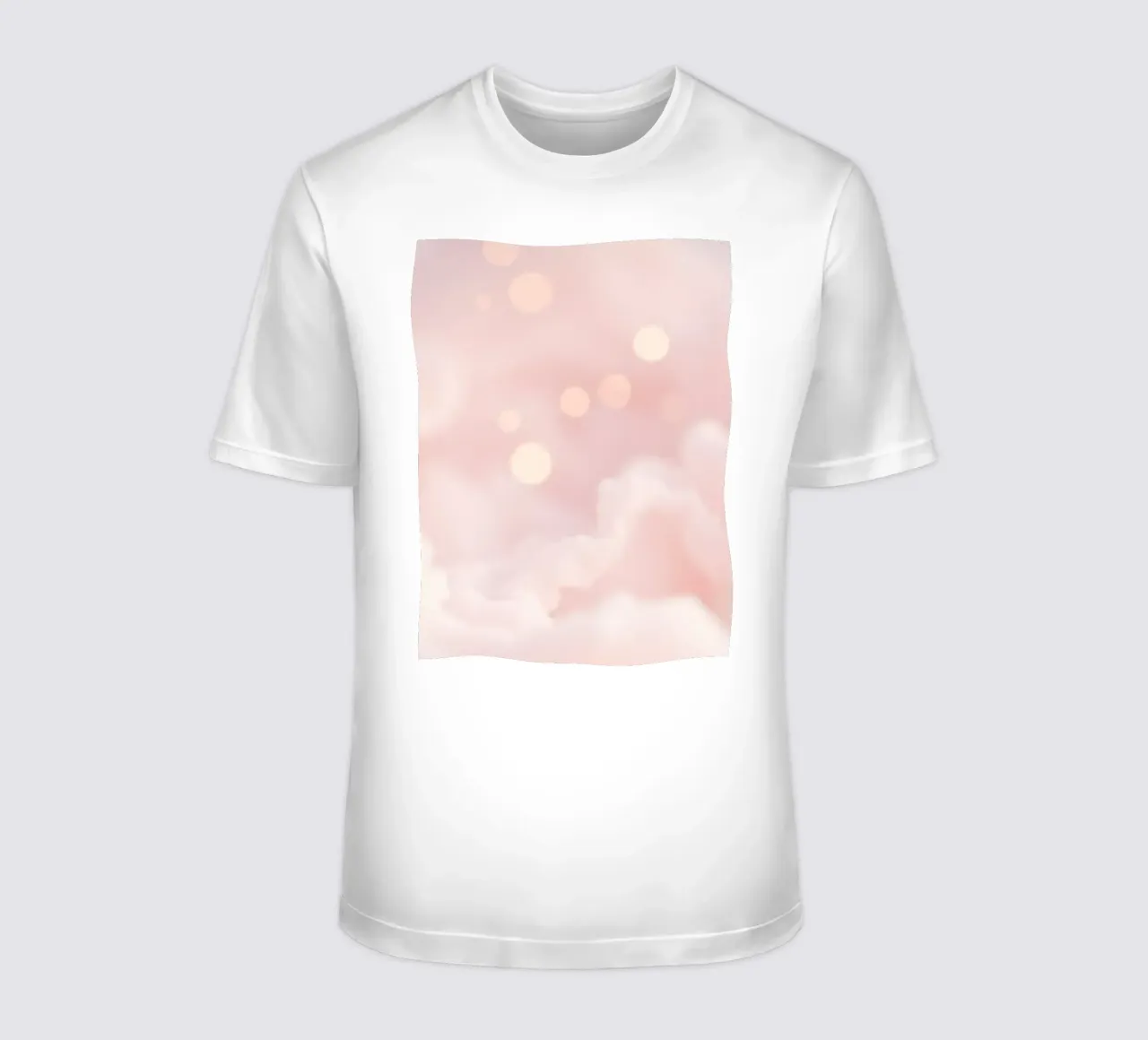 Soft pink abstract background with fluffy clouds and gentle t-shirt by DesignDoodle