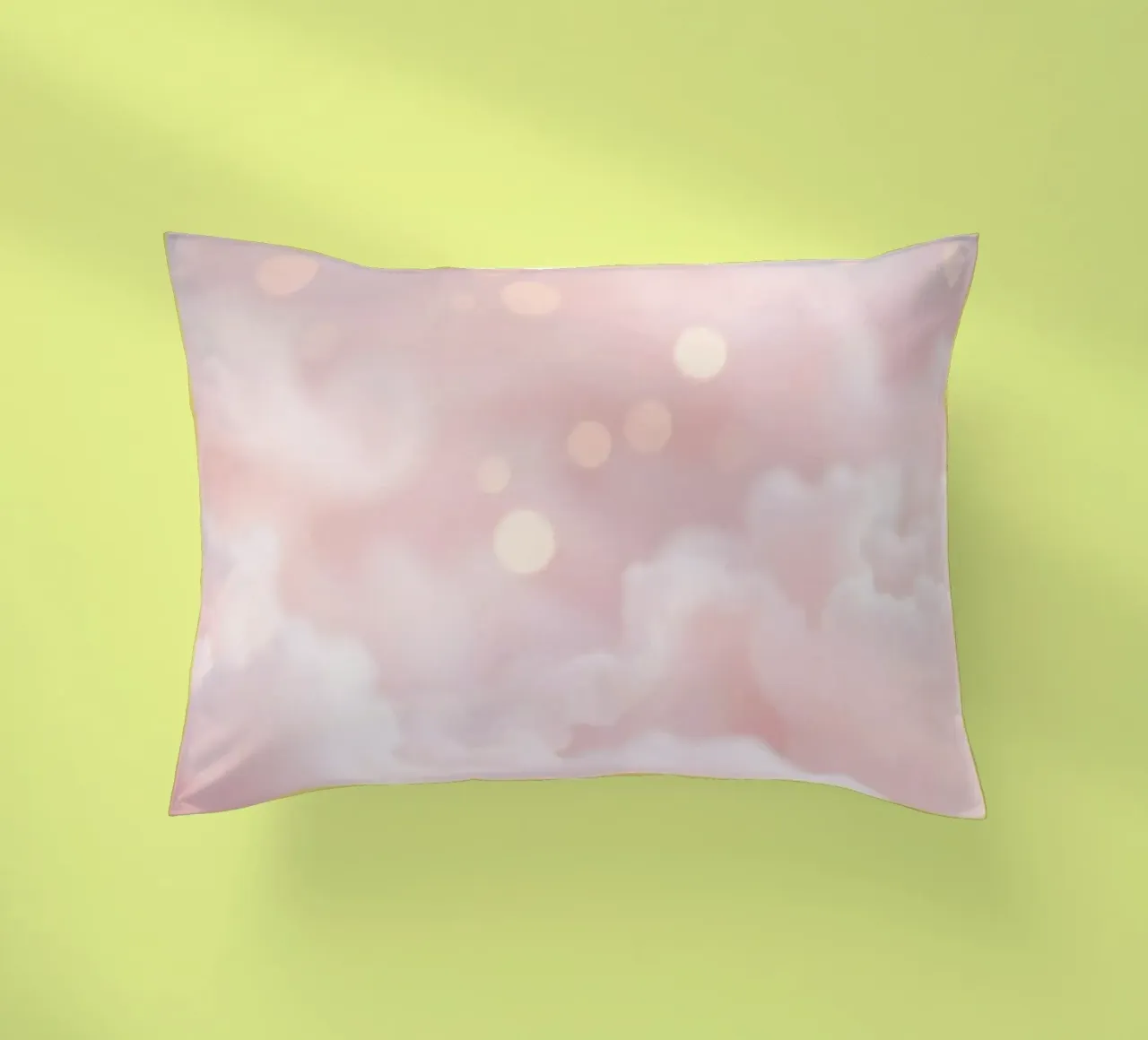 Soft pink abstract background with fluffy clouds and gentle decorative cushion by DesignDoodle