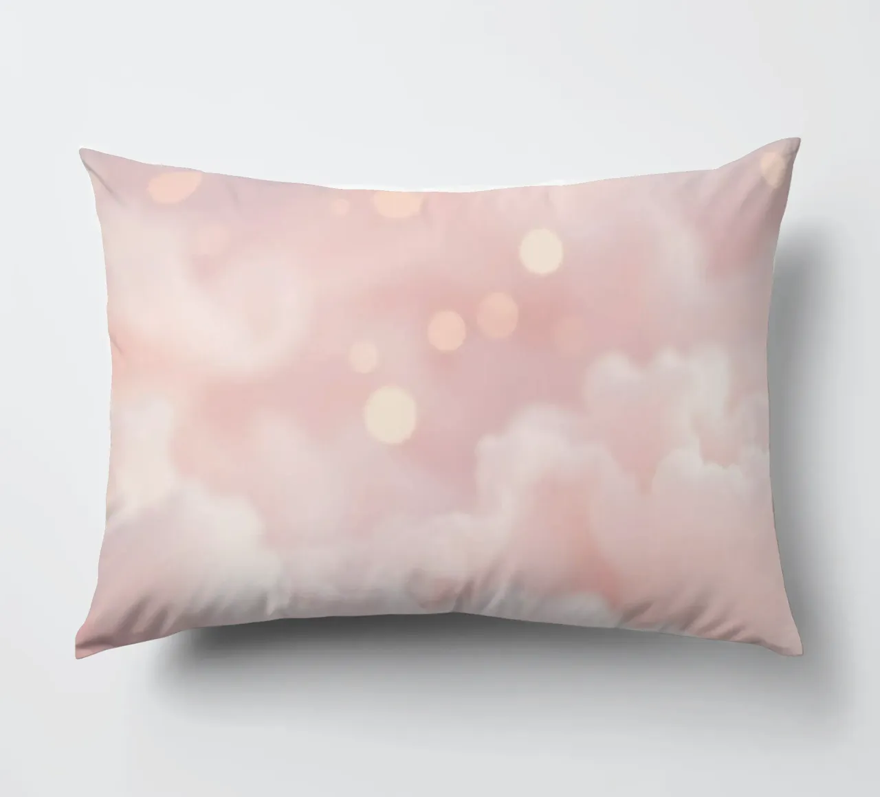 Soft pink abstract background with fluffy clouds and gentle decorative cushion by DesignDoodle