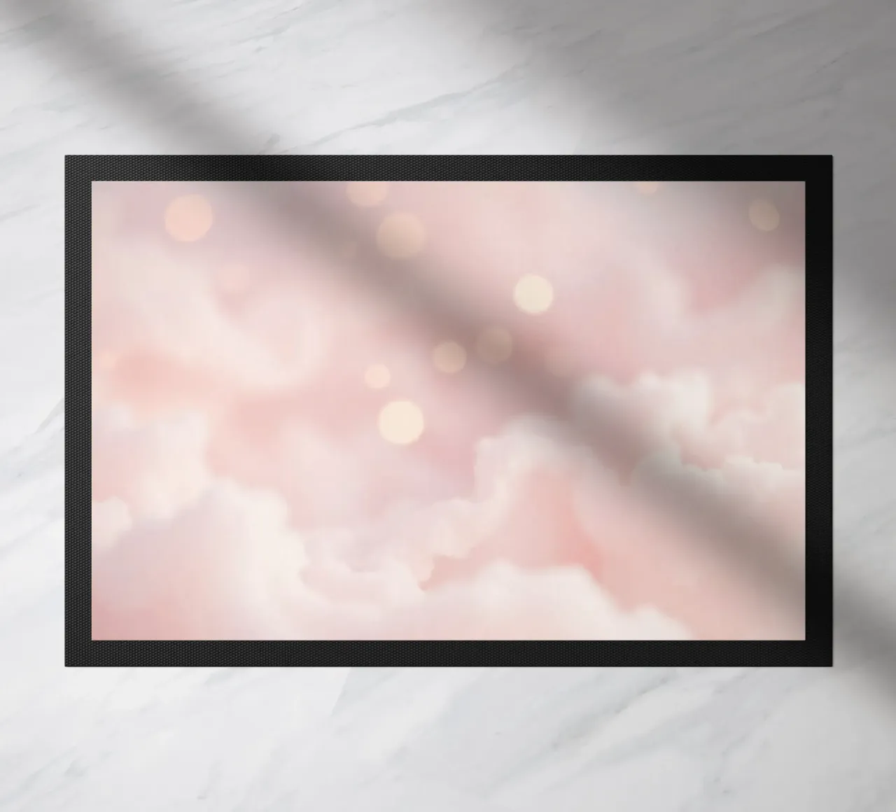 Soft pink abstract background with fluffy clouds and gentle doormat by DesignDoodle