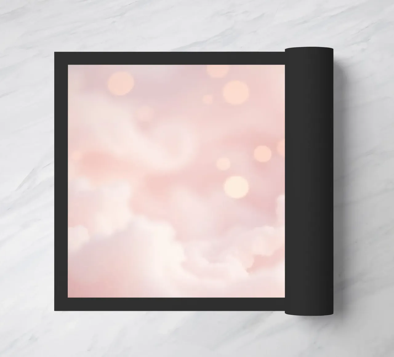 Soft pink abstract background with fluffy clouds and gentle doormat by DesignDoodle