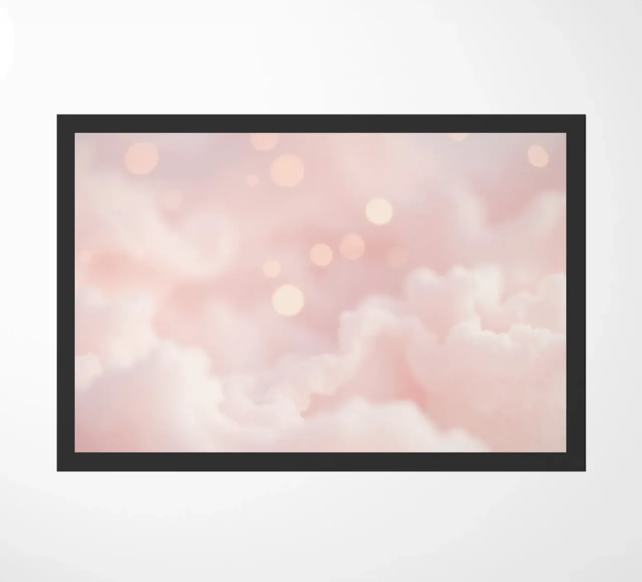 Soft pink abstract background with fluffy clouds and gentle doormat by DesignDoodle