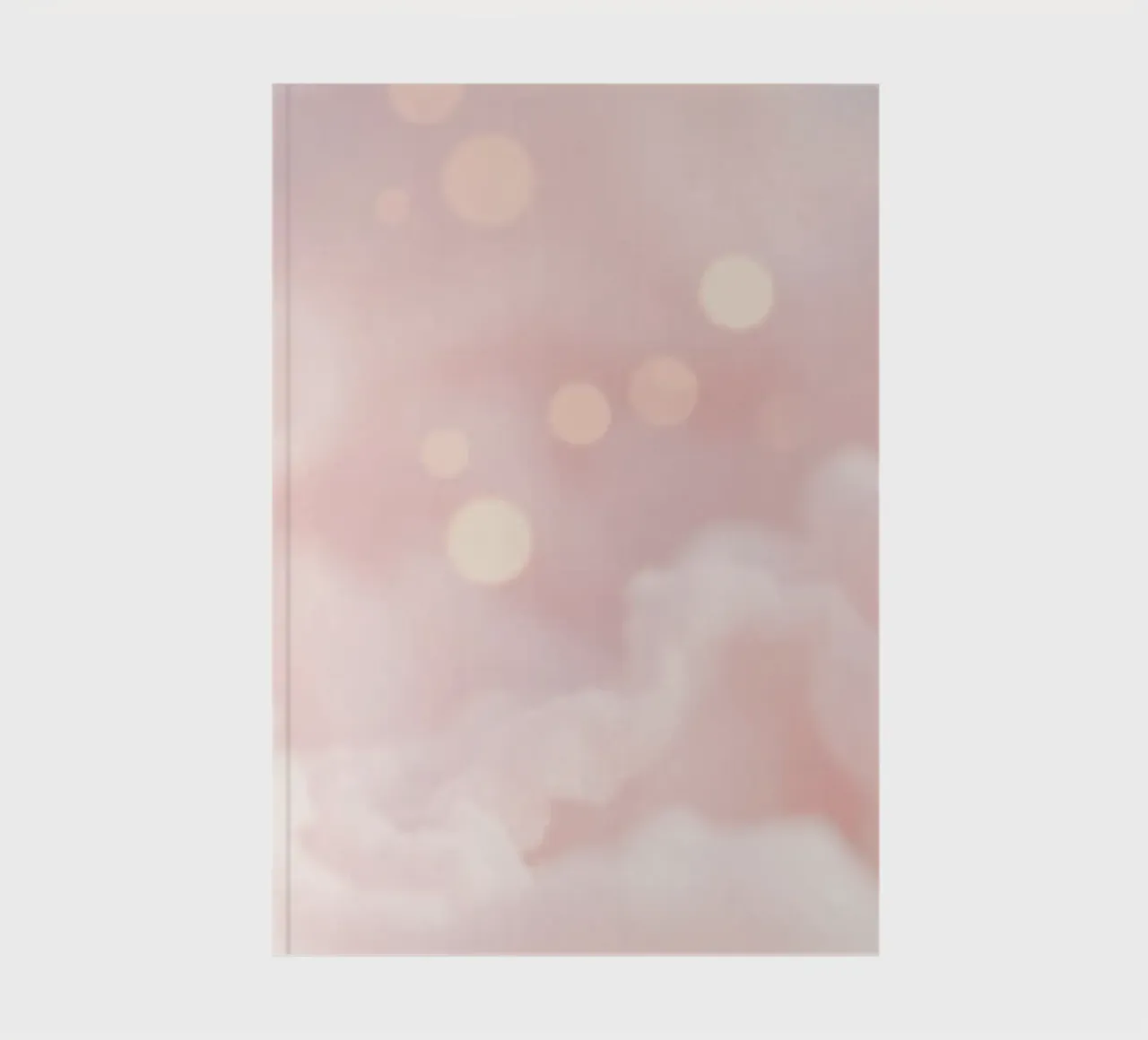 Soft pink abstract background with fluffy clouds and gentle notebook by DesignDoodle