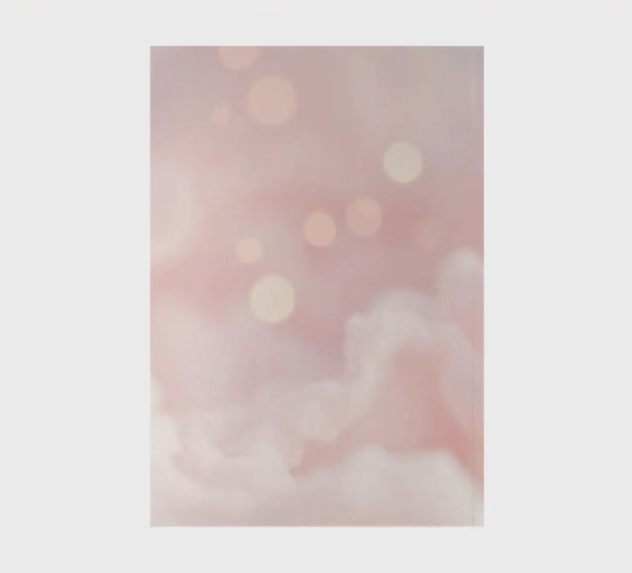 Soft pink abstract background with fluffy clouds and gentle notebook by DesignDoodle
