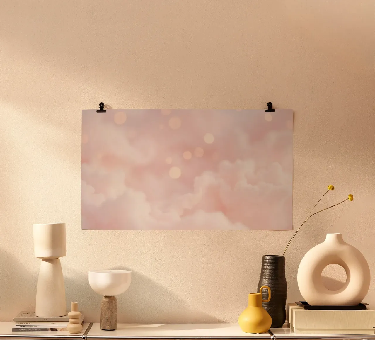 Soft pink abstract background with fluffy clouds and gentle hahnemühle by DesignDoodle