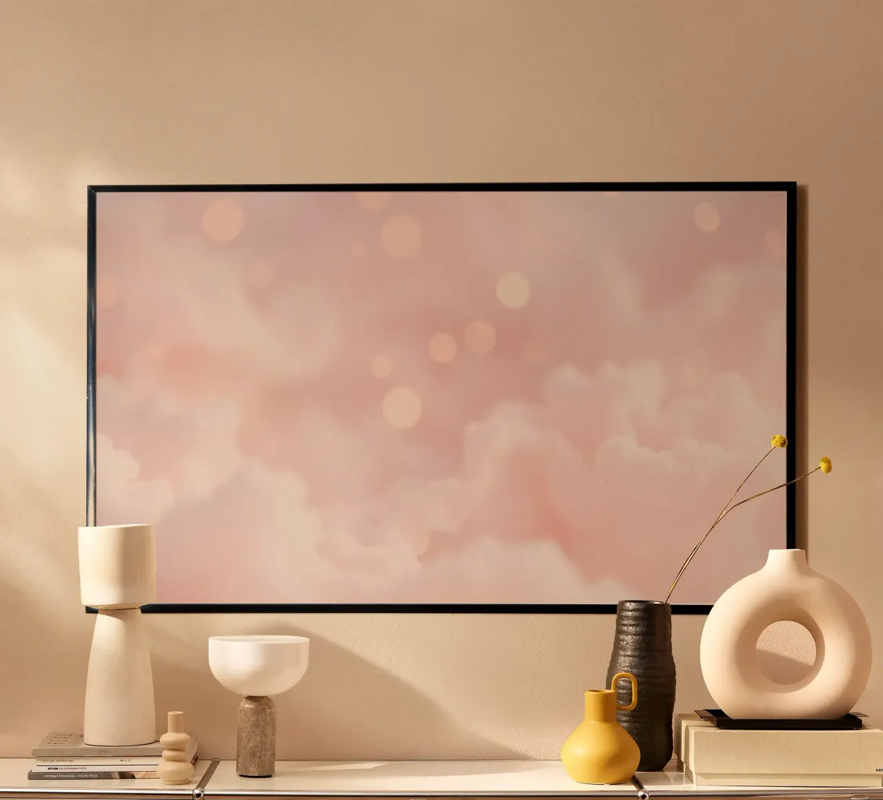 Soft pink abstract background with fluffy clouds and gentle hahnemühle by DesignDoodle