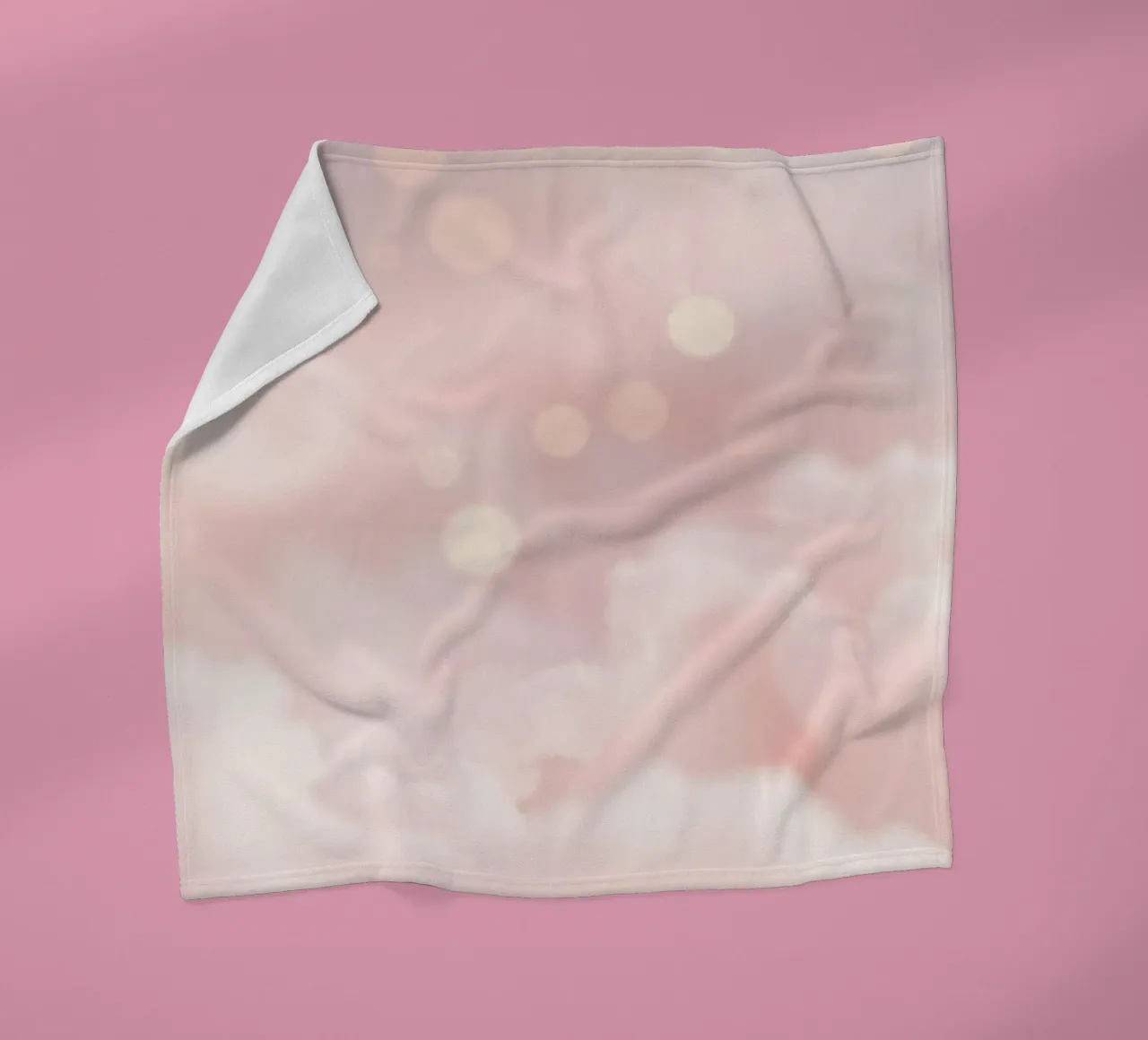 Soft pink abstract background with fluffy clouds and gentle fleece blanket by DesignDoodle