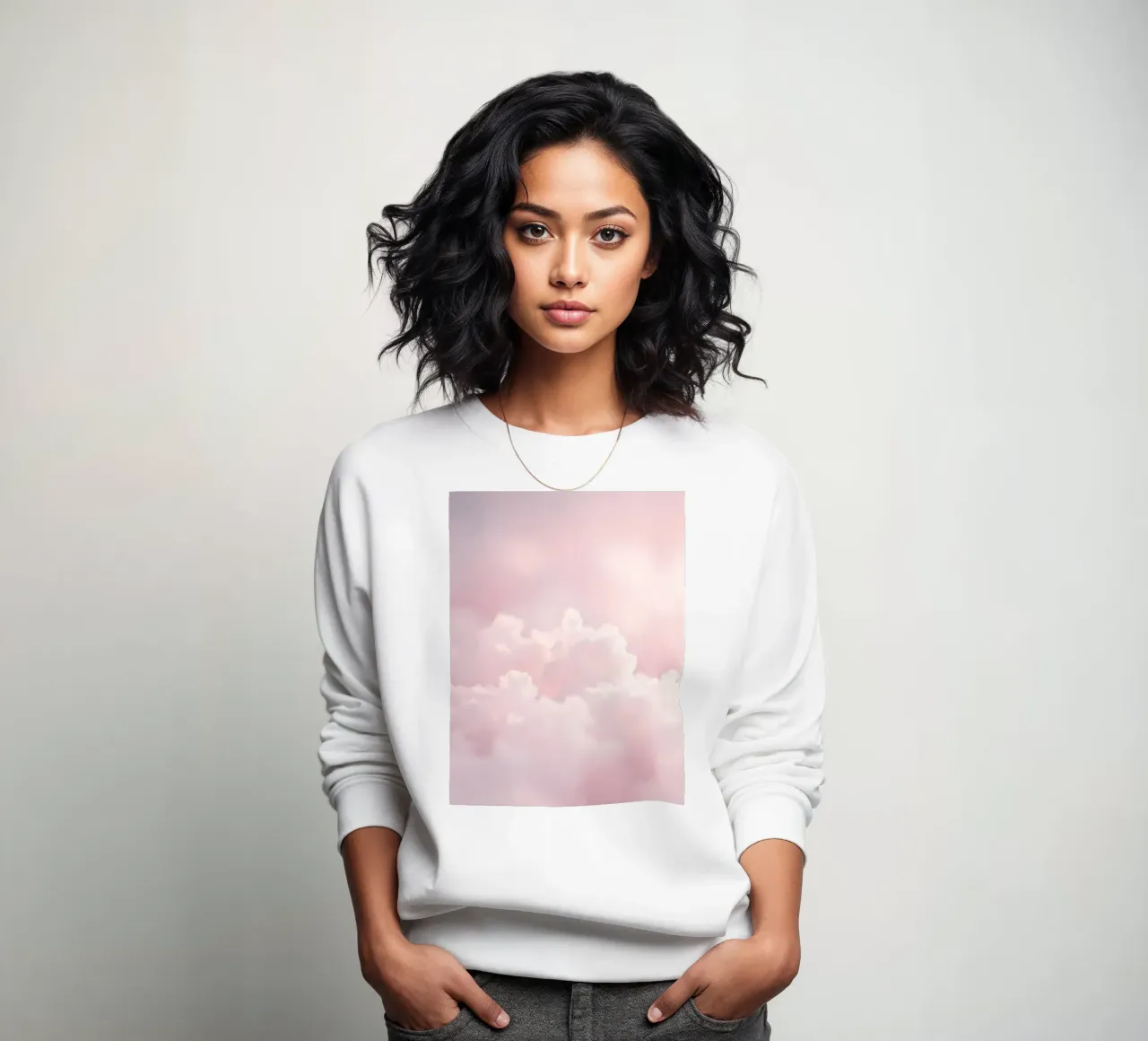 Soft pastel clouds create a serene abstract background sweatshirt by DesignDoodle