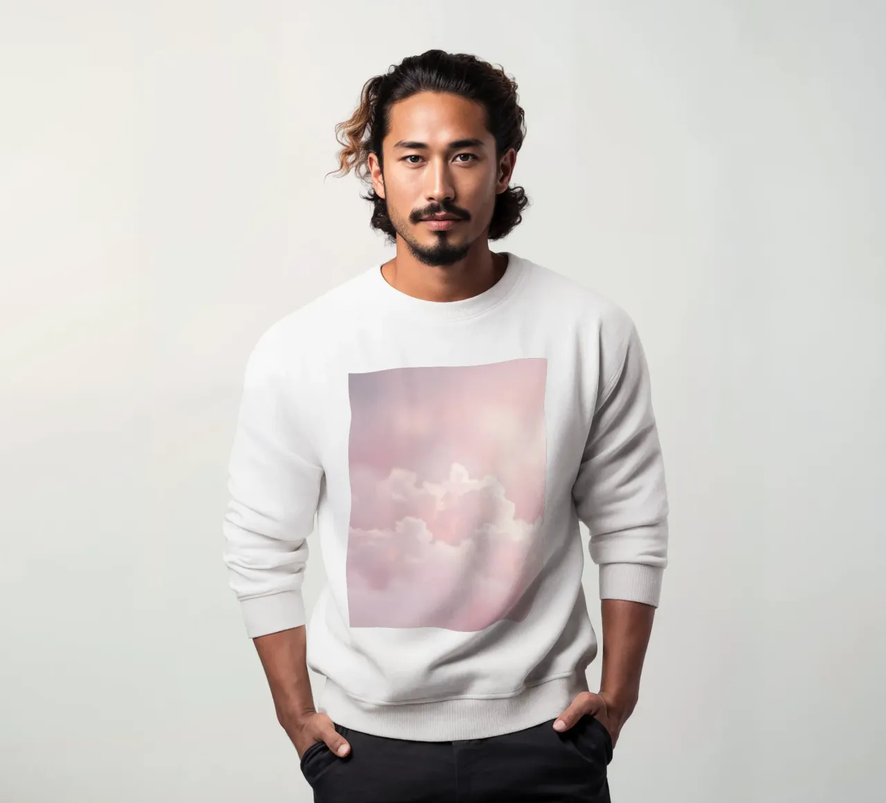 Soft pastel clouds create a serene abstract background sweatshirt by DesignDoodle