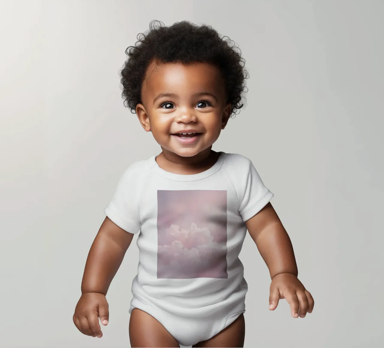 Soft pastel clouds create a serene abstract background short-sleeve baby romper by DesignDoodle