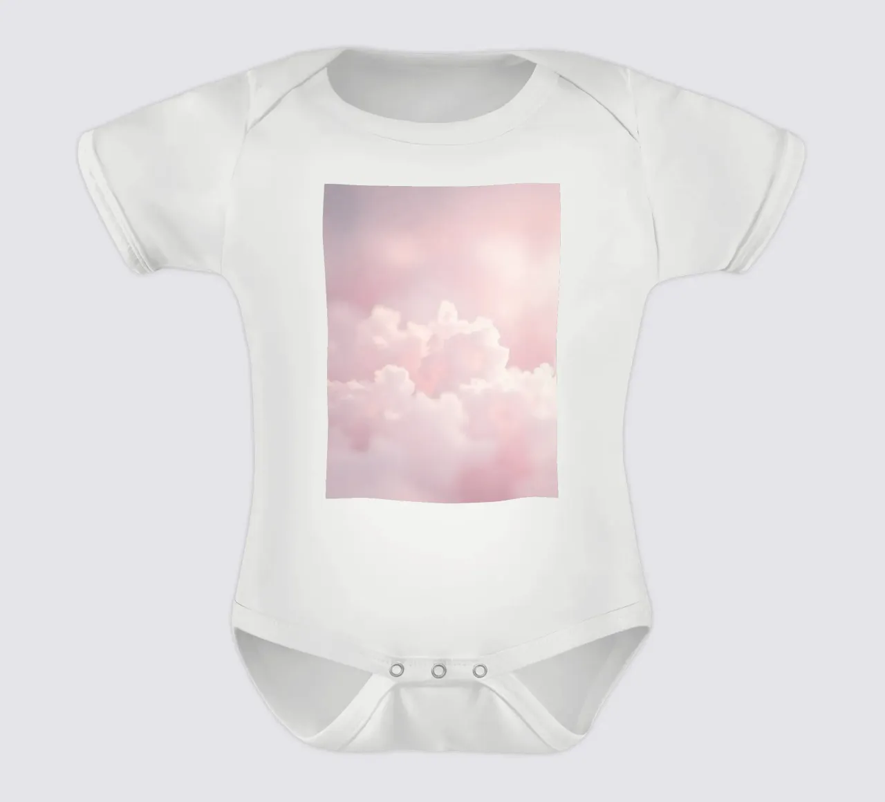 Soft pastel clouds create a serene abstract background short-sleeve baby romper by DesignDoodle