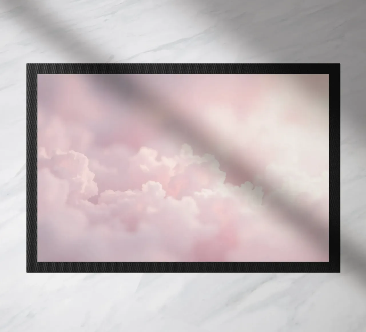 Soft pastel clouds create a serene abstract background doormat by DesignDoodle