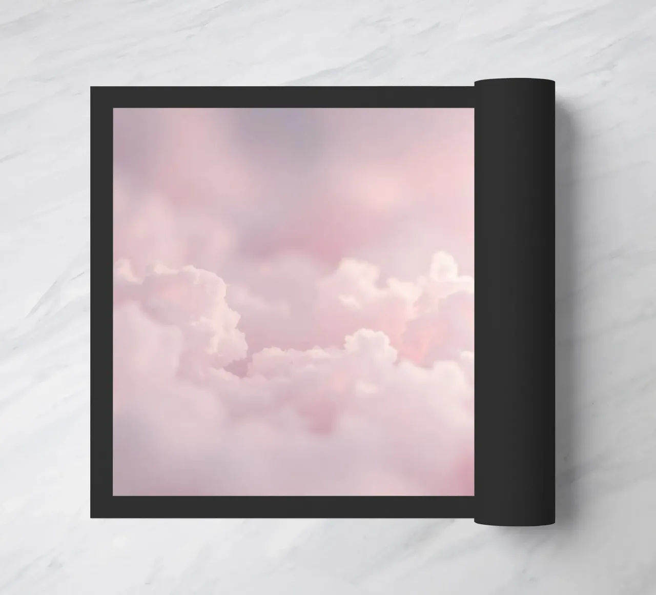 Soft pastel clouds create a serene abstract background doormat by DesignDoodle