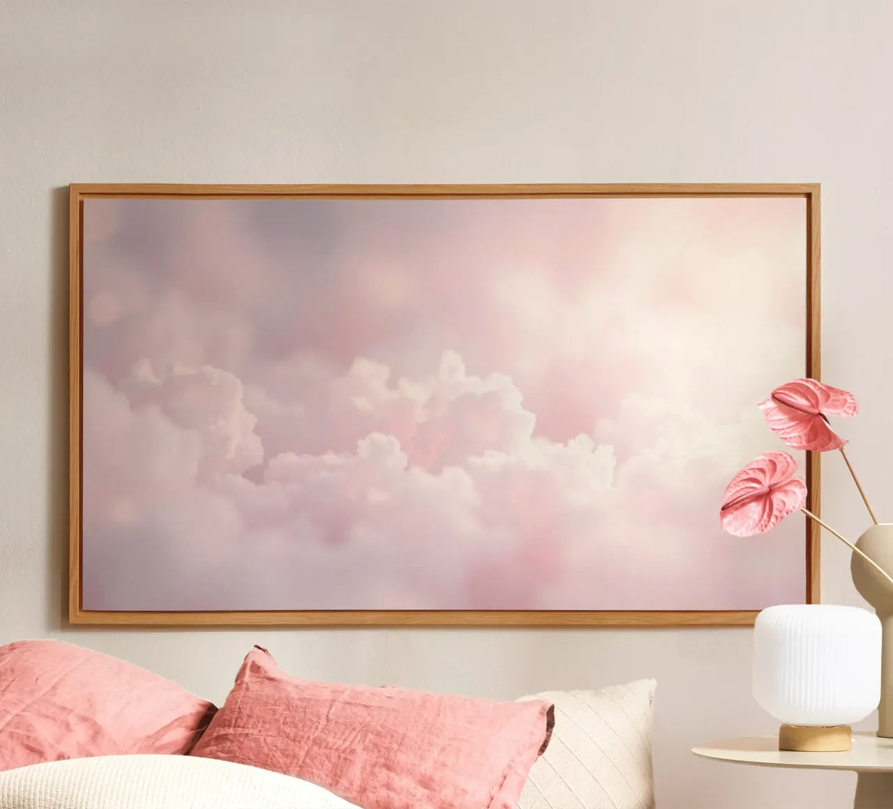 Soft pastel clouds create a serene abstract background alu-dibond by DesignDoodle
