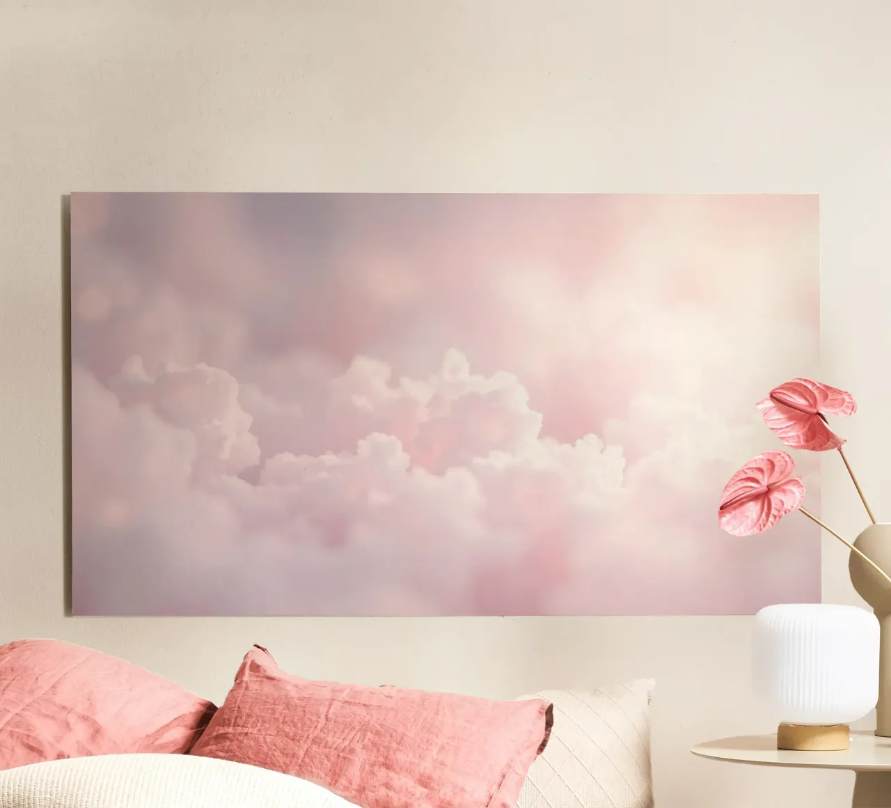 Soft pastel clouds create a serene abstract background alu-dibond by DesignDoodle