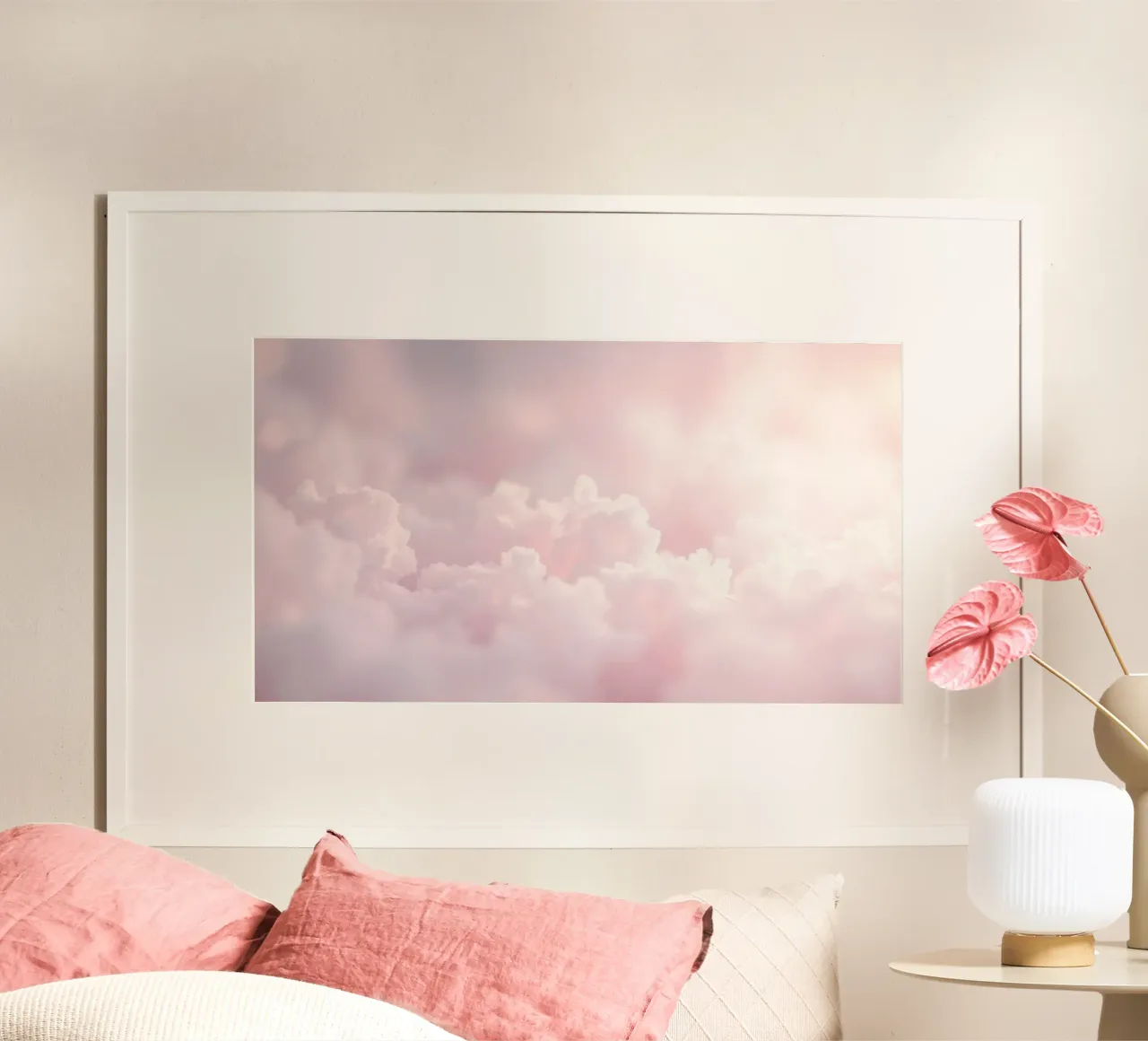 Weiche Pastellwolken schaffen einen ruhigen abstrakten Hintergrund Poster von DesignDoodle
