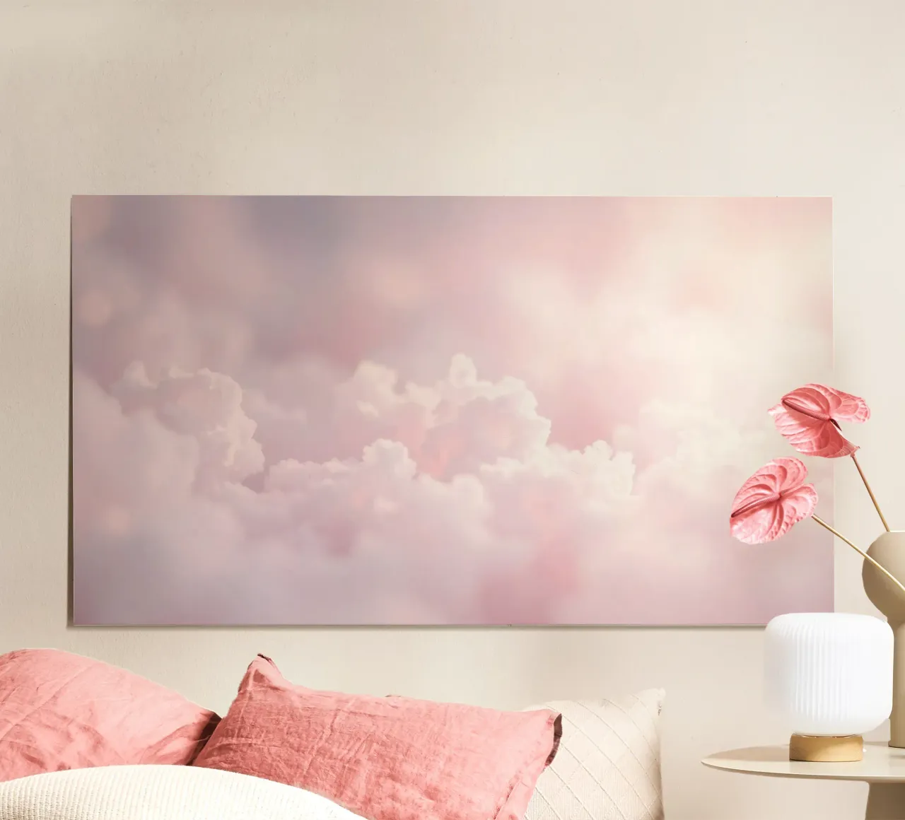 Weiche Pastellwolken schaffen einen ruhigen abstrakten Hintergrund Poster von DesignDoodle