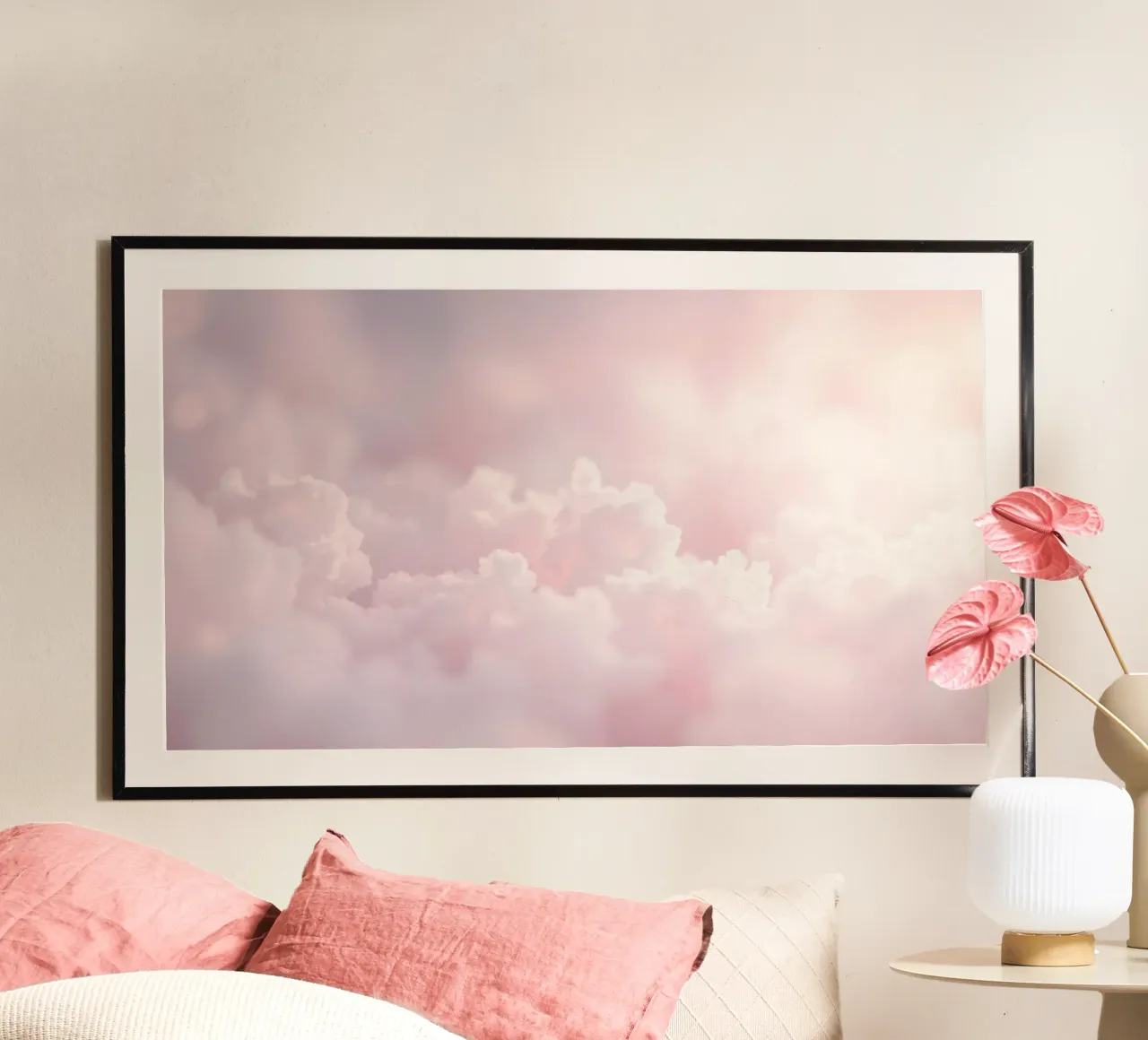 Soft pastel clouds create a serene abstract background hahnemühle by DesignDoodle