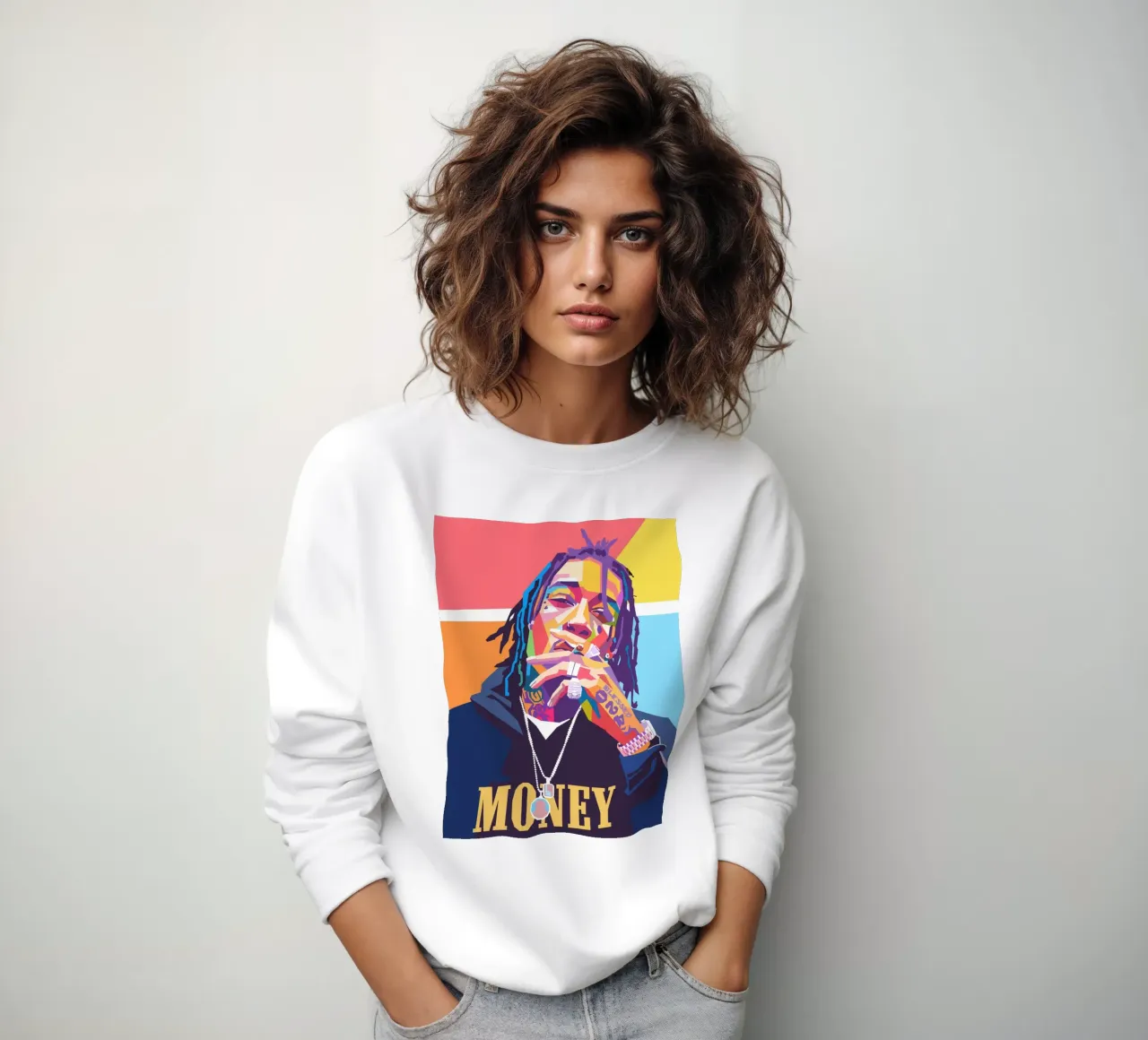 Ritratto pop art colorato di Wiz Khalifa felpa da Hantamrata